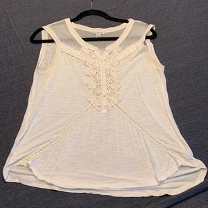 White and cream lace detail tank top